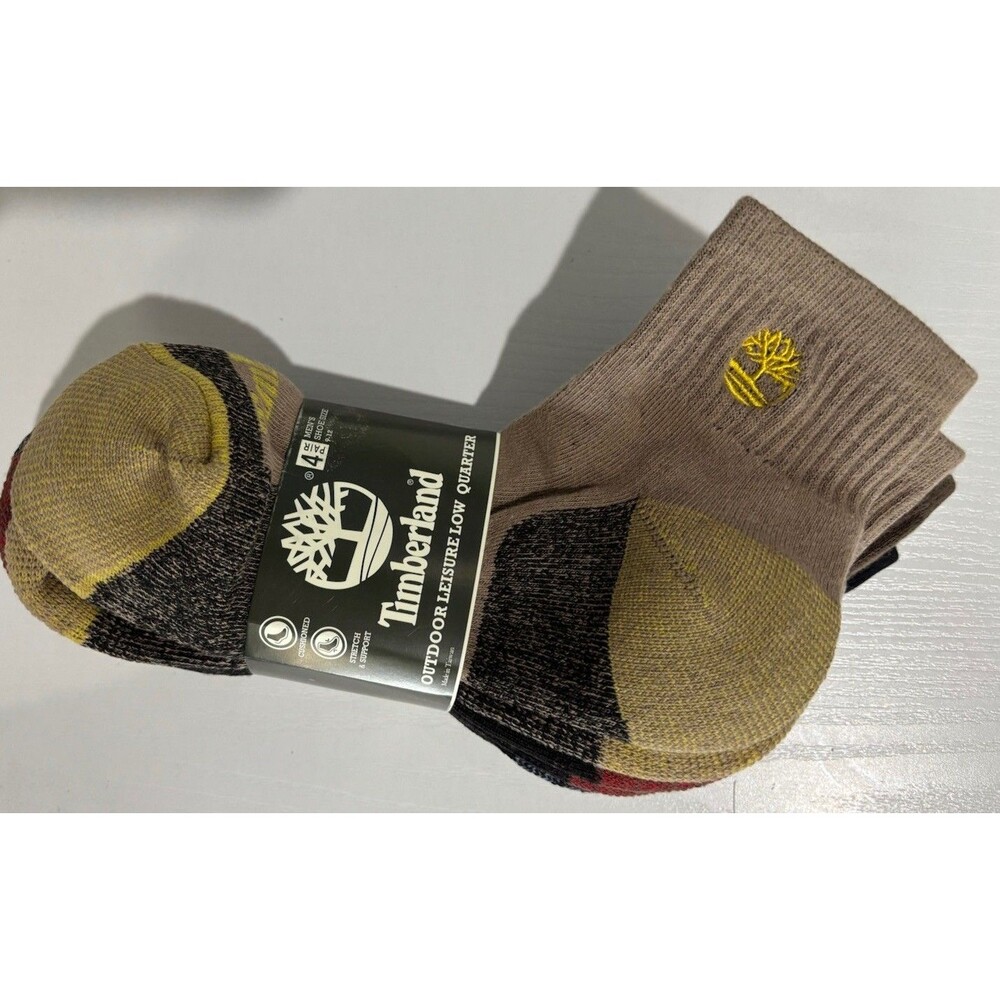 Timberland 4-Pair Men's Cushioned Quarter Crew Socks  Assorted Size 9-12